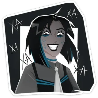 😁 b6b2e99d HA inquietante, oscuro, spaventoso, sorridente, cartone animato telegram sticker