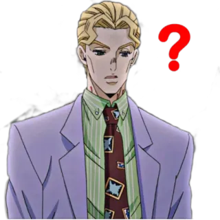 ❓ 3a7e6852 Yoshikage Kira JoJo's Bizarre Adventure anime, vraag, Kira, Jojo's Bizarre Adventure, verward telegram sticker