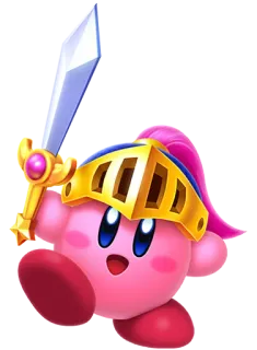 ⚔️ 218cf897 Kirby video game, merah muda, pedang, ksatria, nintendo telegram sticker