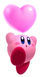 💗 a2b81e1a Kirby imut, merah muda, hati, Nintendo, video game telegram sticker