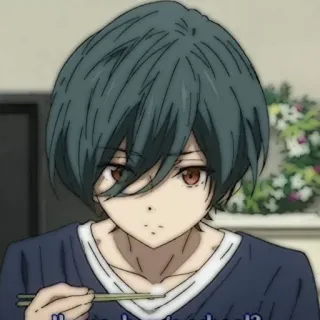 🧃 e75a4b44 You've become hooked? Anime, Chico, Palillos, Comiendo, Comida telegram sticker