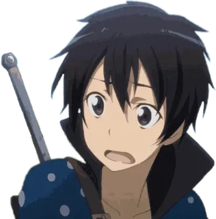 π 479ef6f7 Kirito Sword Art Online anime, sword, worried, character, Sword Art Online, Kirito telegram sticker