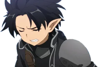 π 490c9d54 Kirito Sword Art Online anime, kirito, sword art online, character, facial expression telegram sticker