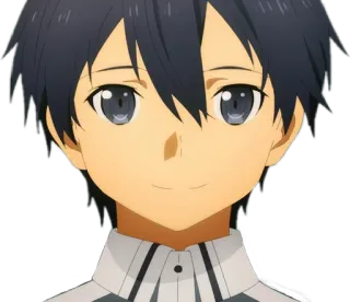 π 586672f7 Kirito Sword Art Online anime, male, kirito, sword art online, character, smiling telegram sticker