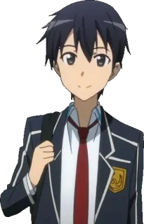 π 82fc19b7 Kirigaya Kazuto Sword Art Online anime, character, school uniform, sword art online, kirito telegram sticker