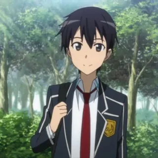 🖤 776e3caa Kirito Sword Art Online アニメ, キャラクター, キリト, ソードアート・オンライン, 少年, 学生服 telegram sticker
