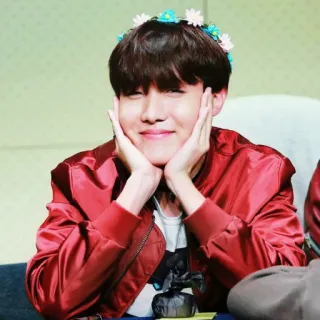 😌 bccb964f J-Hope kpop, idol, cantante, corona di fiori, carino, asiatico whatsapp sticker