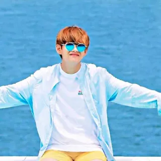 😇 ed7ced62 persona, occhiali da sole, blu, mare, felice, casual whatsapp sticker