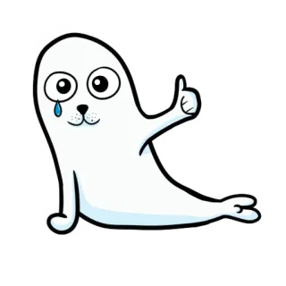 👍 456baadd Seehund, Tier, Cartoon, niedlich, Daumen hoch, Emotion, Träne, Zustimmung telegram sticker