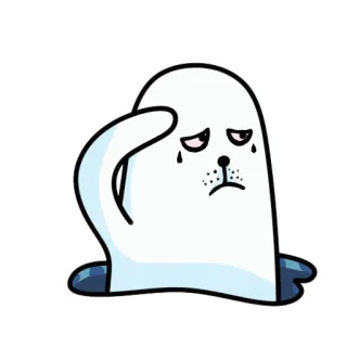 🫡 e0e2b474 Robbe, traurig, Cartoon, Tier, süß, weinend, Tränen telegram sticker