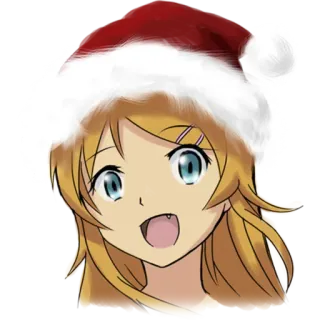 🎅 784f5e26 Anime, Weihnachten, Hut, Mädchen, Süß, Cartoon telegram sticker