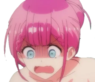 😩 074df84d Anime, cô gái, tóc hồng, sốc, biểu cảm, hoạt hình telegram sticker
