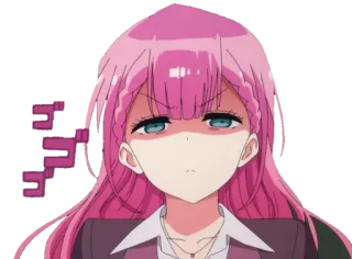 😐 4c0fbe3f ゴゴゴゴ anime, tóc hồng, bực bội, manga, nhật bản, tức giận telegram sticker