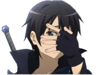 ⚔ 94bba417 Kirito Sword Art Online Anime, Kirito, Sword Art Online, Personage, Zwaard, Middelvinger telegram sticker