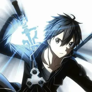 ⚔ f40383f0 Kirito Sword Art Online Anime, Zwaard, Online, Actie, Fantasy, Videogame, Personage, Sword Art Online telegram sticker