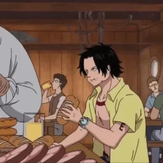 ⛓️ 6ce6bd69 Ace One Piece アニメ, ワンピース, エース, 食べる, パン telegram sticker