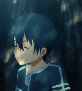 ♟ e9075b66 Kirito Sword Art Online Anime, Kirito, Sword Art Online, tersenyum, karakter pria telegram sticker