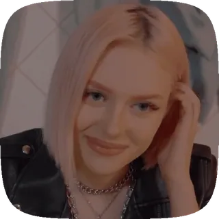 😳 bae6d518 女人, 肖像, 人物, 粉色头发, 皮夹克, 女性, 美丽 whatsapp sticker