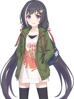 😈 7082c605 Life is cat Anime, Ragazza, Gatto, Casual, Illustrazione telegram sticker