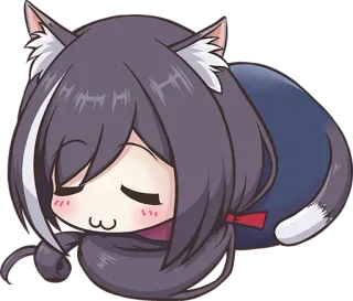 😴 fde73045 gatto, anime, chibi, dormire, carino, kawaii, ragazza gatto telegram sticker