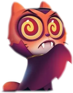 🐈 6f68021b cat, cartoon, animal, hypnotized, vampire, Halloween telegram sticker