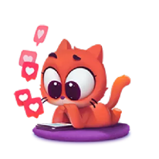 🐈 dad1fcf1 cat, cartoon, sticker, heart, likes, social media telegram sticker