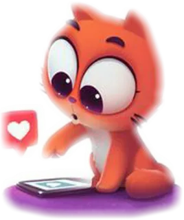 🐈 f779c800 cat, cartoon, animal, cute, kawaii, heart, like, love, digital, tablet telegram sticker