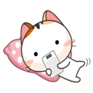 📱 147c872e kat, kussen, telefoon, sticker, schattig, dier, cartoon telegram sticker