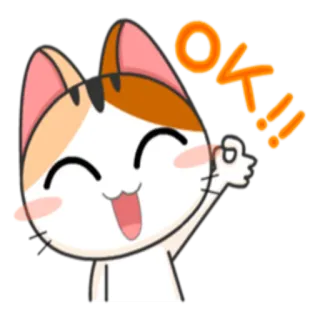 👌 666c1483 OK!!! kat, duim omhoog, oké, blij, dier, goedkeuring, schattig telegram sticker