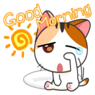 ✋ c78a4093 Good Morning kat, schattig, goedemorgen, zon, groet telegram sticker