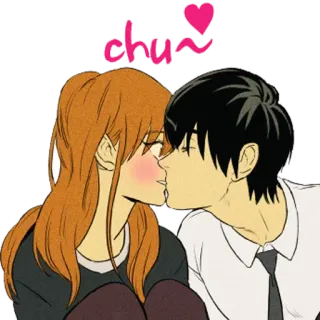 😘 b7bf23ad chu~ Kuss, Liebe, Paar, Cartoon, Zuneigung, Romantik, süß telegram sticker