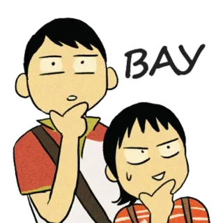 😮 c2e4b229 BAY Cartoon, Denken, Frage, Pose, Emotionen, Freund, Bucht telegram sticker