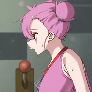 😏 9e4d25b9 动漫, 卡通, 粉色头发, 流汗, 女孩, 疲惫 whatsapp sticker