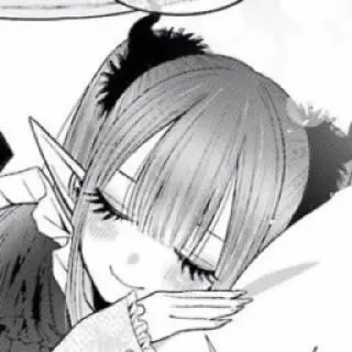 😴 6c05e37e Anime, Mangá, Elfo, Sono, Personagem, Escala de cinza telegram sticker