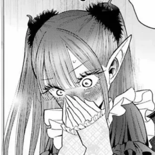 😳 747281e0 Anime, Mangá, Elfo, Chifres, Rubor, Preocupado telegram sticker