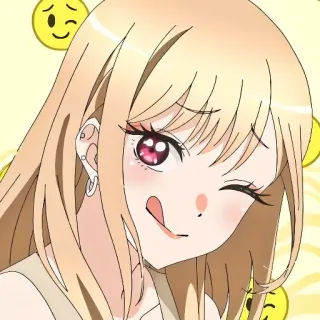 😜 1f34ad08 Marin Kitagawa My Dress-Up Darling Anime, Gadis, Pirang, Kedipan, Lucu, Kawaii, Marin Kitagawa, My Dress-Up Darling whatsapp sticker