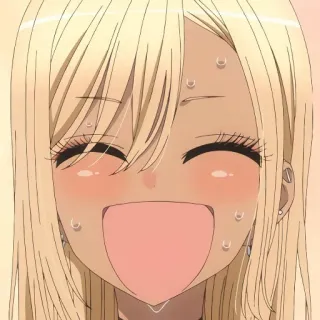 😄 c6e8ab65 Marin Kitagawa My Dress-Up Darling Anime, gadis, imut, tersenyum, rambut pirang, Marin Kitagawa whatsapp sticker