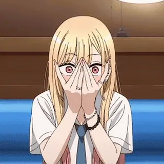 😍 dd8e3910 动漫, 金发, 女孩, 害羞, 可爱, 女学生 telegram sticker