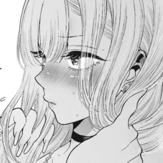 📀 d5700471 Аниме, Девушка, Манга, Милый, Портрет, Иллюстрация, Черно-белый telegram sticker