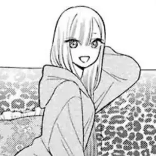 📀 e79bac69 Аниме, Манга, Девушка, Улыбается, Диван, Леопардовый принт, Толстовка telegram sticker