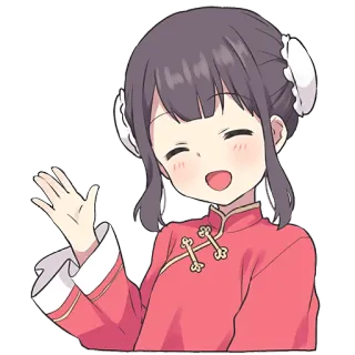 😁 011cc7ee 动漫, 女孩, 挥手, 微笑, 可爱, 卡通 telegram sticker