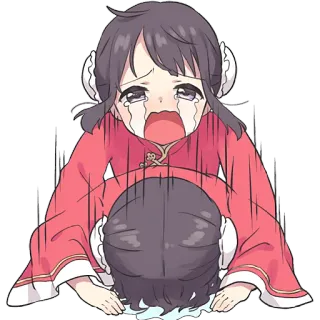 😭 02afb4da 哭泣, 悲伤, 动漫, 孩子, 鞠躬 telegram sticker