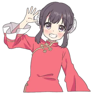 👋 0ac9d48c 动漫女孩, 卡哇伊, 可爱, 卡通, 问候, 动漫人物, 挥手 telegram sticker