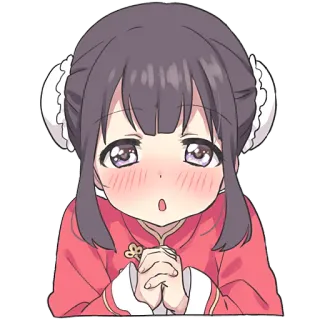 🙏 6173b514 动漫, 可爱, 女孩, 脸红, 卡通 telegram sticker