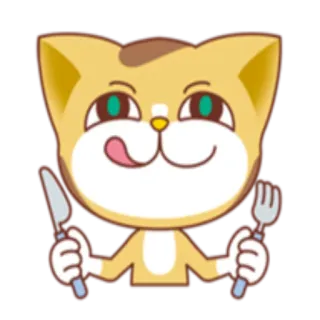 🍽 f73a58ff 猫, 食物, 饥饿, 叉子, 刀, 吃 telegram sticker
