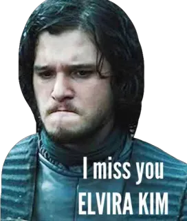 😭 32818154 Jon Snow Game of Thrones I miss you
ELVIRA KIM jon snow, game of thrones, mi manchi, ritratto, serie tv whatsapp sticker