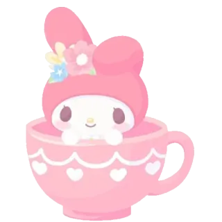 🌸 1bfc8374 My Melody My Melody, Sanrio, schattig, kawaii, roze, theekop, cartoon telegram sticker