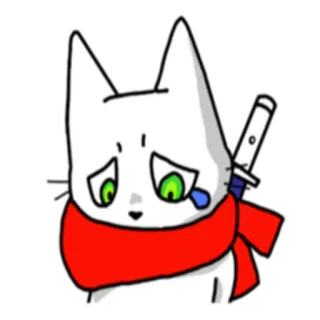 😔 6f9eea9a 猫, 动物, 卡通, 剑, 眼泪, 悲伤 telegram sticker