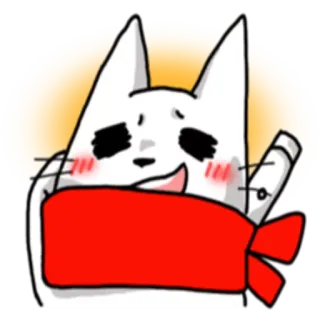 😊 efe9eaa3 猫, 白猫, 围巾, 卡通, 可爱, 卡哇伊 telegram sticker