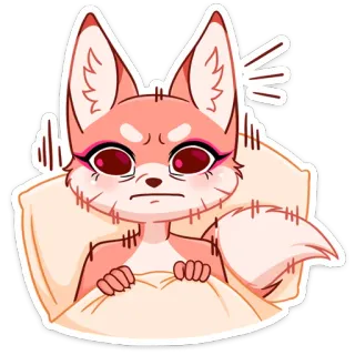 😠 807843a6 สุนัขจิ้งจอก, น่ารัก, ง่วง, เตียง, การ์ตูน, สัตว์ telegram sticker